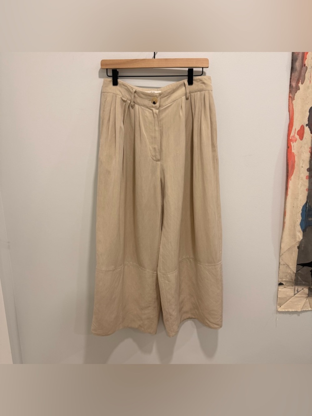 CO pleated linen blend pants